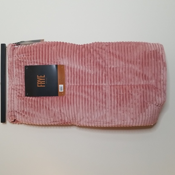 Frye Corduroy Plush Throw Rose Gold Pink and White New - Picture 4 of 7